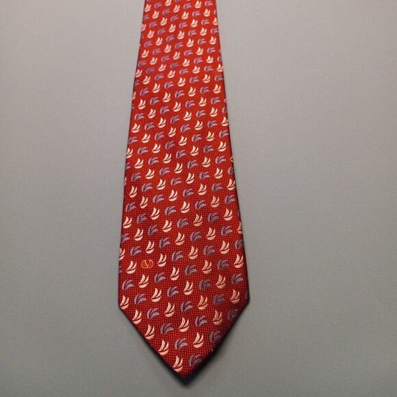 Valentino Red Silk feather design Tie - Picture 1 of 9